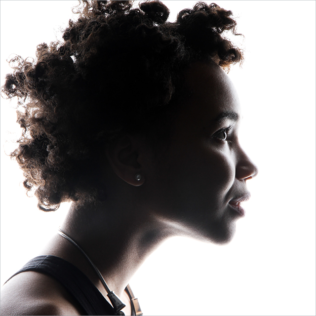 Backlight portrait of a woman.