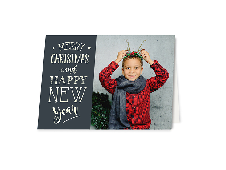 holiday greeting card with young boy