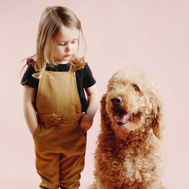 photo d'un chien et une fille